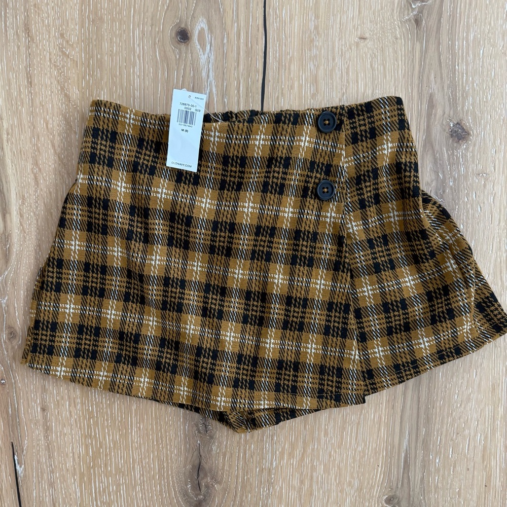 Old Navy Mustard and Black Plaid Skort